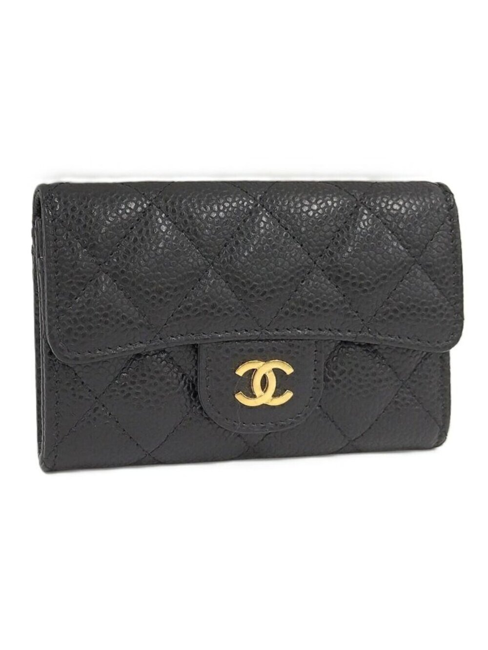 Chanel Quilted Classic Flap Card Case Leather Black